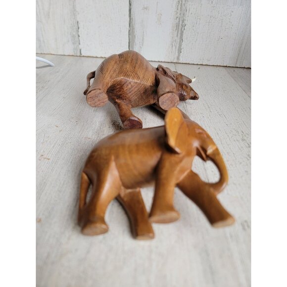 Vintage wooden elephant couple baby mom home‎ decor unique - Picture 6 of 6